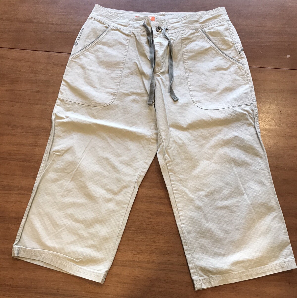 Pantaloni Capri da trekking Merrell da donna marrone marrone chiaro leggero cargo taglia 8