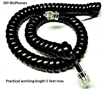 Lot of 5 Merlin Phone Handset Cord Classic BIS MLX Legend AT&T Avaya Black 9Ft