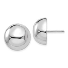 14k White Gold 16mm Polished Half Ball Post Stud Earrings L-16 mm, W-16 mm