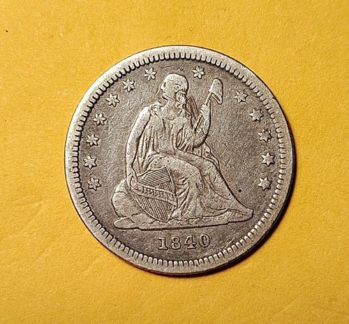 1840-P~ Seated Liberty 25c ~ VF Details  (SMALL RIM BUMPS ON REV AT 6:00
