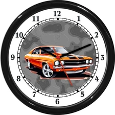 Muscle Car Wall Clock Orange Garage Man Cave Den Rec Room Gift 0825