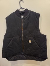 Vintage Carhartt Quilted Lined Work Vest Black V01 Sz 2XL RN 14806 Made In USA
