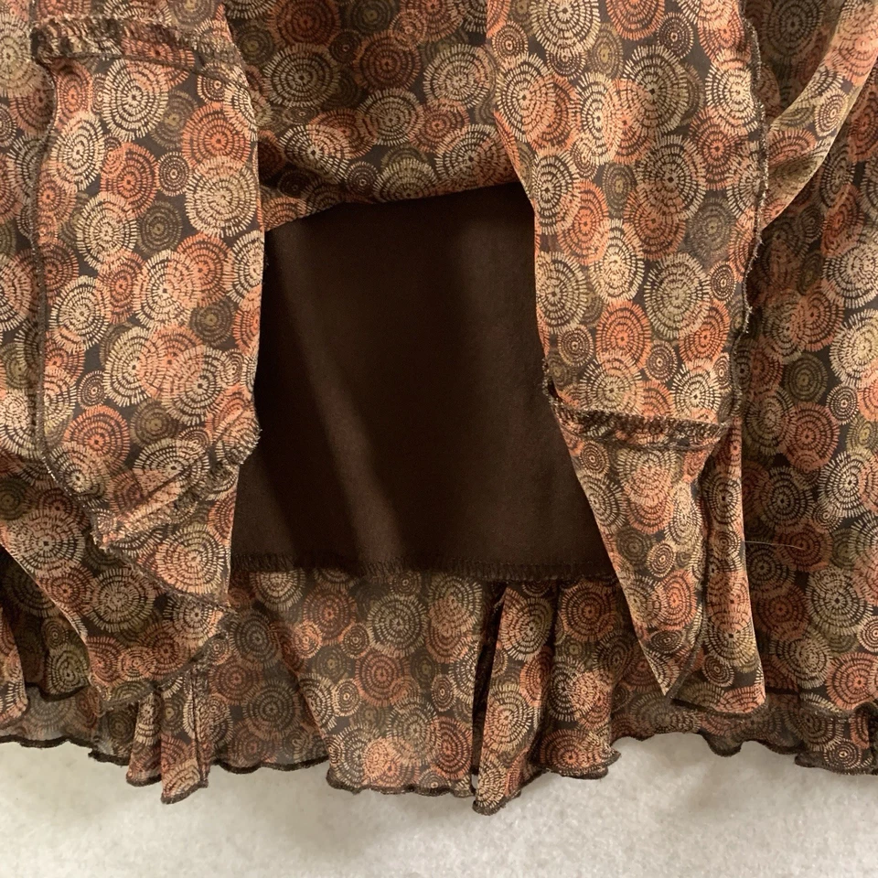 Falda midi con volantes geométricos para mujer talla LP marrón Y2K boho oficina gasa hada Foto 3 de 4