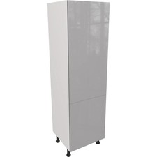 Fully Assembled 600mm Kitchen Tall Larder Unit With Gloss Onyx Grey Doors