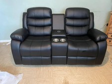 Big Sale - Roma Plus | 2 Seater Recliner In Black | Wireless Charger | Console
