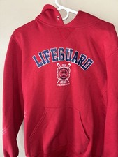 Sudadera con capucha roja mediana salvavidas Beach Patrol Long Beach Island
