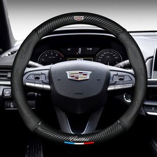 15 Steering Wheel Cover Genuine Leather For Cadillac Black
