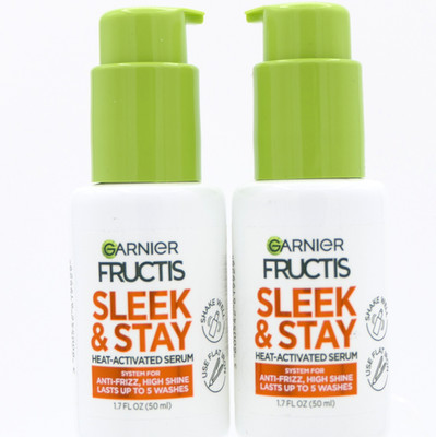 Garnier Fructis Sleek & Stay Heat-Activated Serum 2 Pack 1.7 oz Ea Anti-Frizz
