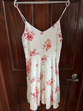 Gap Women’s Midi Cami Sundress Fully Lined White & Pink Floral Size Small