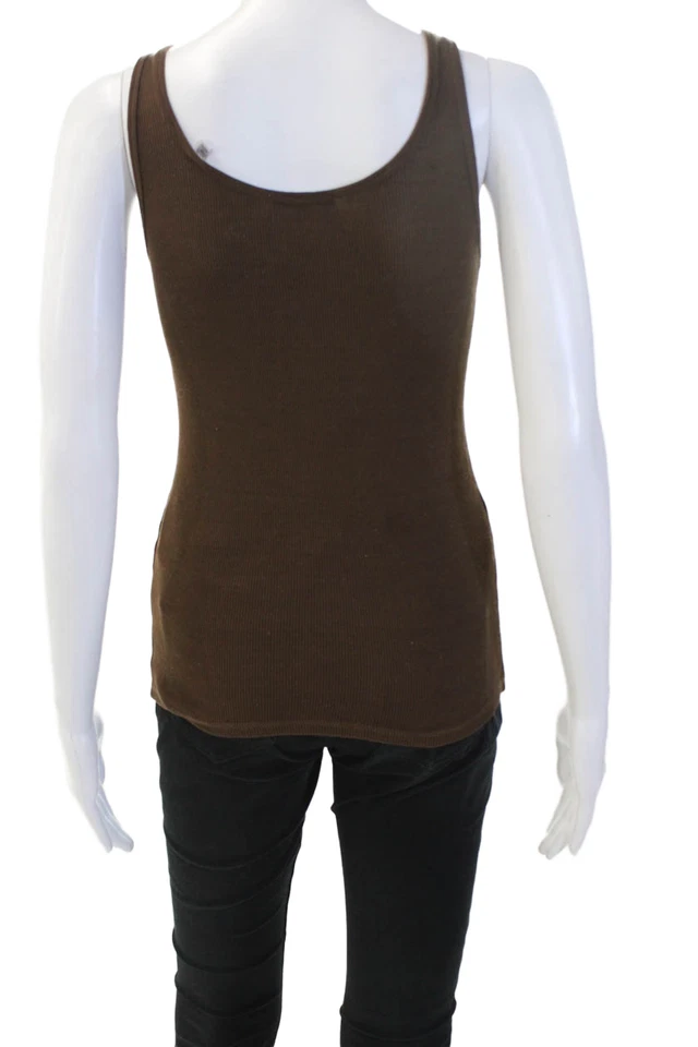 Regata Vince feminina básica marrom algodão sem mangas tamanho P - Imagem 3 de 4