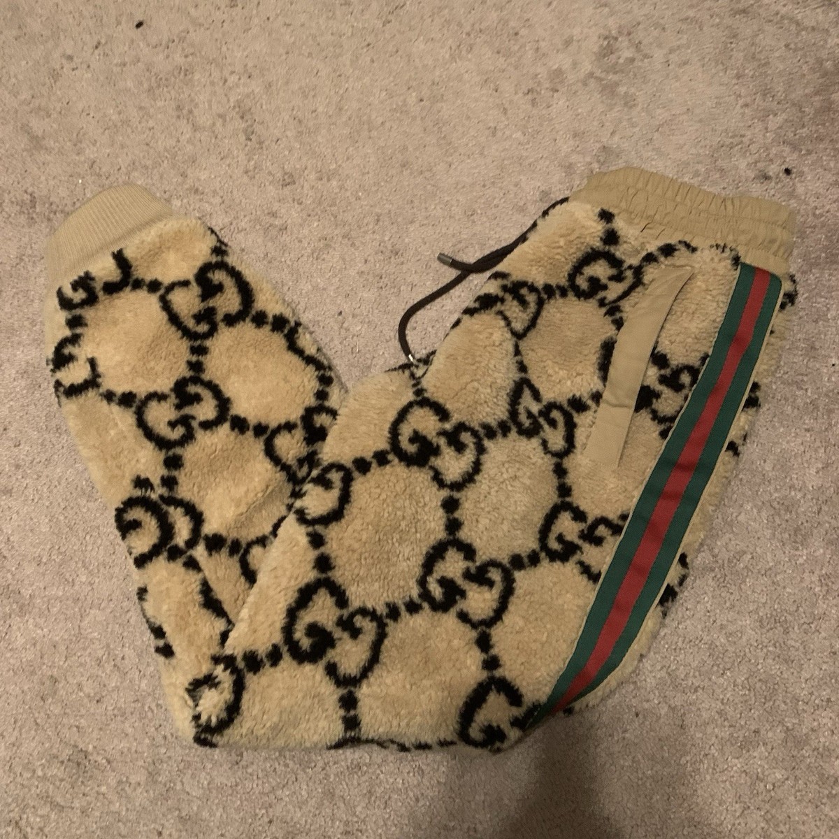Authentic GUCCI Sherpa Monogram Jacquard Jogger Track Pants