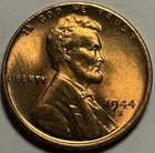 1944-S Lincoln Wheat Cent — Uncirculated MS Red 🔥 Original Roll Coins