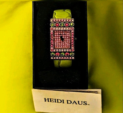 Heidi Daus Croc-Embossed Lime Green Leather Swarovski Crystal Watch