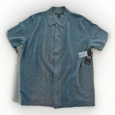 Christian Lacroix Extrafine Merino Wool Knit Button Shirt Blue Men’s XL NWT