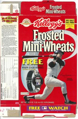 1989 Kellogg's Frosted Mini-Wheats NY Yankees Reggie Jackson Flat Cereal Box
