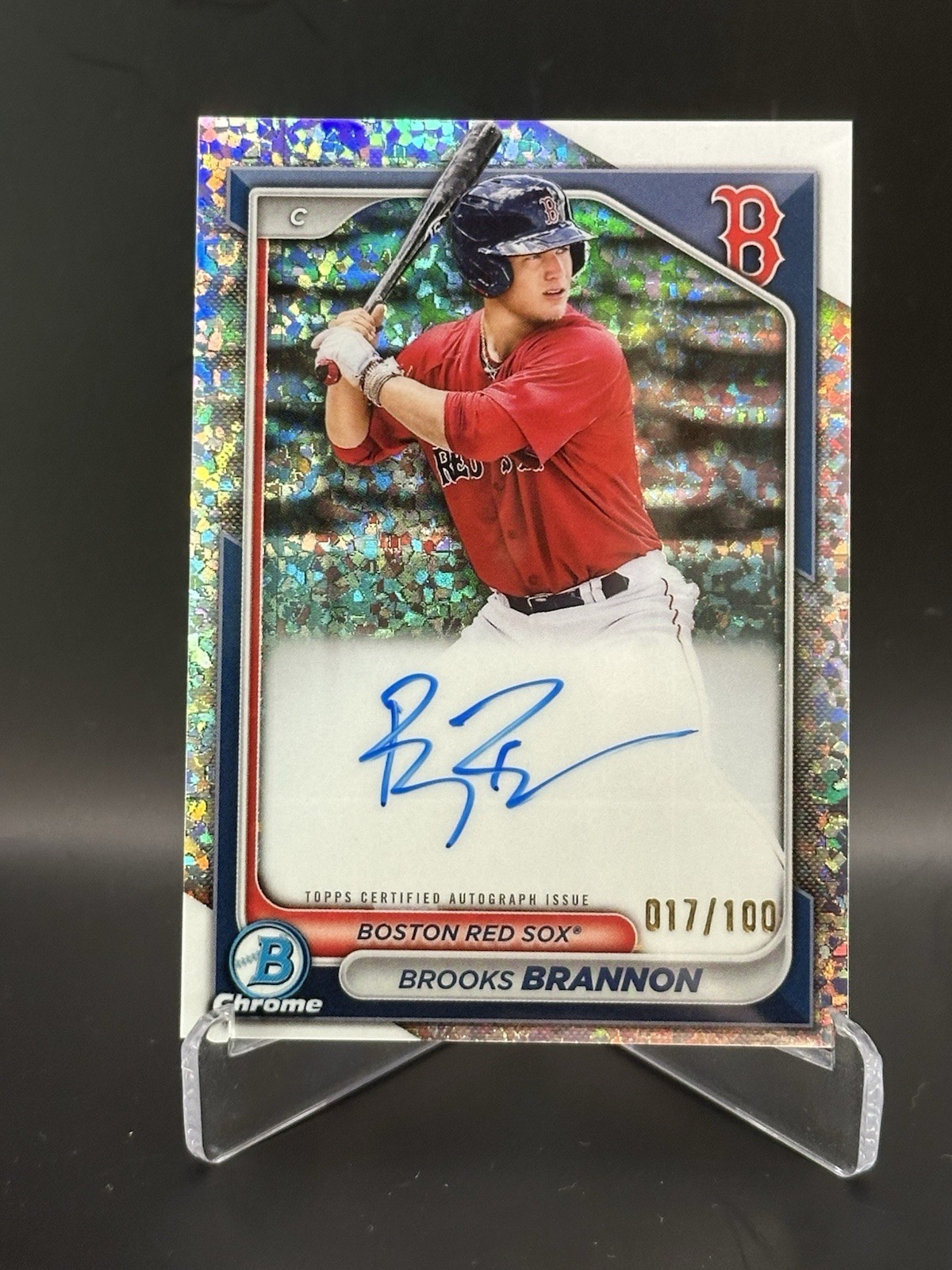 2024 Bowman Chrome Prospects Autographs Brooks Brannon /100 Mini Diamond #CPA-BB