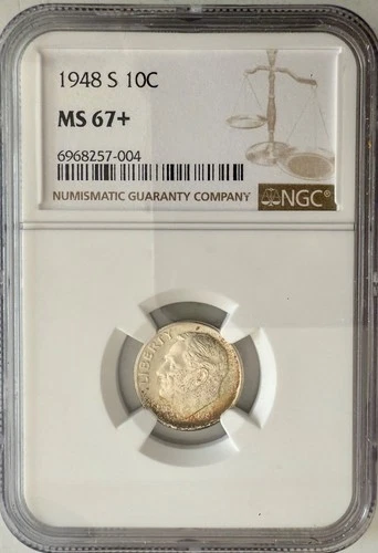 1948-S 10C Roosevelt Dime NGC MS 67+ Silver Toner