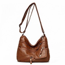 Crossbody Bag for Women Soft PU Leather Hobo Handbag Multi-Pocket Shoulder Ba...