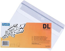 Selbstklebende Briefumschläge/Umschläge DL (22 x 11 cm), Weiß, 25 Stück in Folie