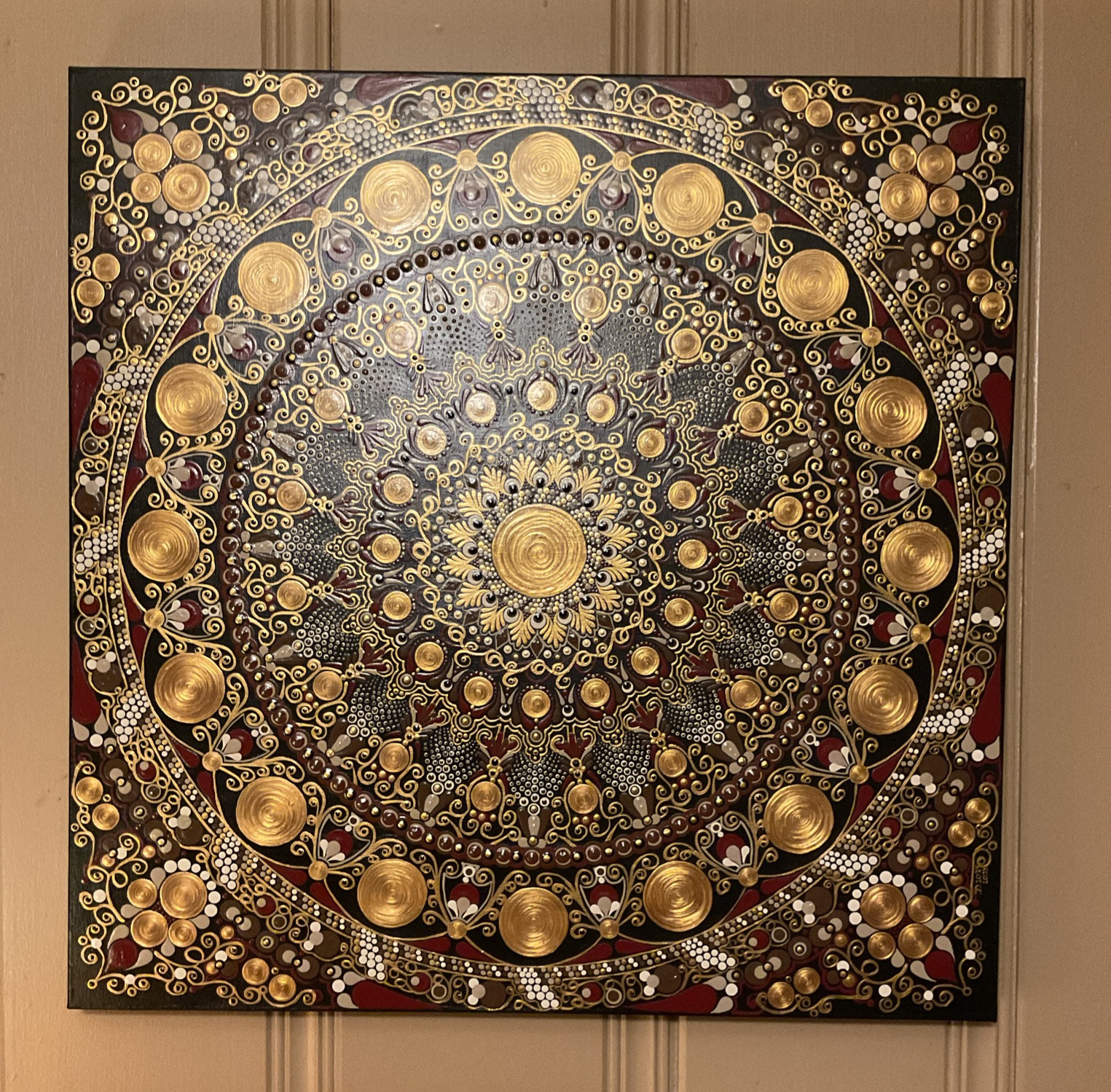 24” x 24”  Golden Earth Tones Mandala Canvas ASO JaDeL Rocks YouTube - By JaDeL