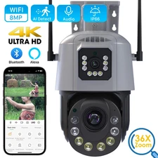 8MP 4K WIFI Camera Outdoor Dual Lens PTZ 36X Optical Zoom Ai Human Surveillance 