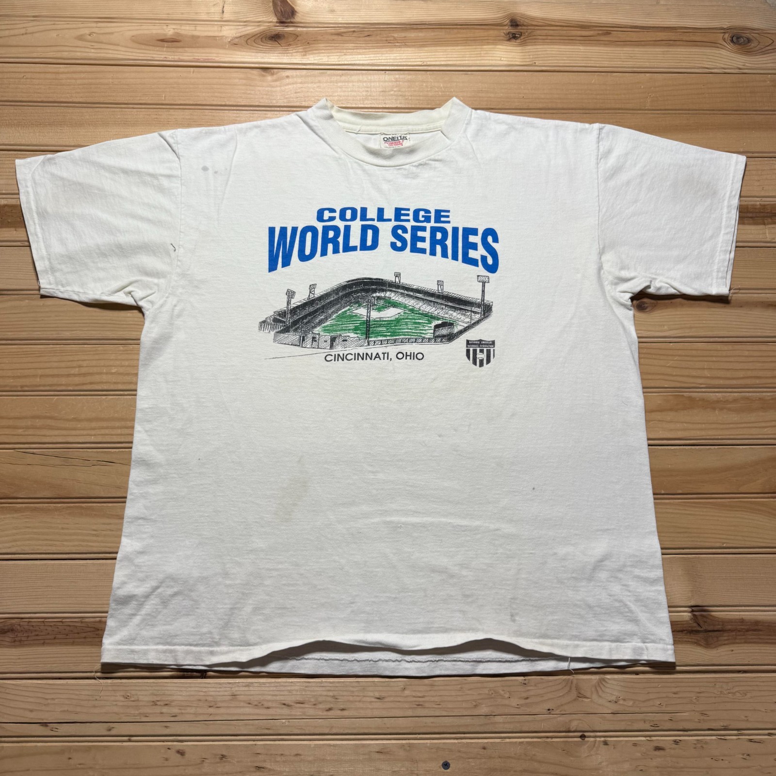Vintage 90s NABF College World Series Cincinnati Ohio Baseball T-Shirt USA - XL
