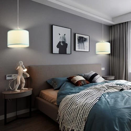 Paquete de 2 luces colgantes enchufables, luces colgantes con cable transparente de 15 pies, azul encendido/apagado Foto 3 de 4