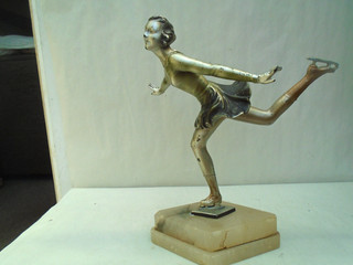 Figura de patinador sobre hielo art deco Spelter pintada en frío de Josef Lorenzl BONITA ESTATUA DE 1930