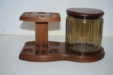 Decatur Wooden Tobacco Smoking Pipe Stand Rack For 6 Pipes With Humidor