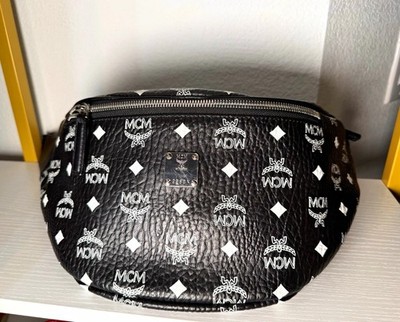 MCM Black/White  Belt Bag Fanny Pack