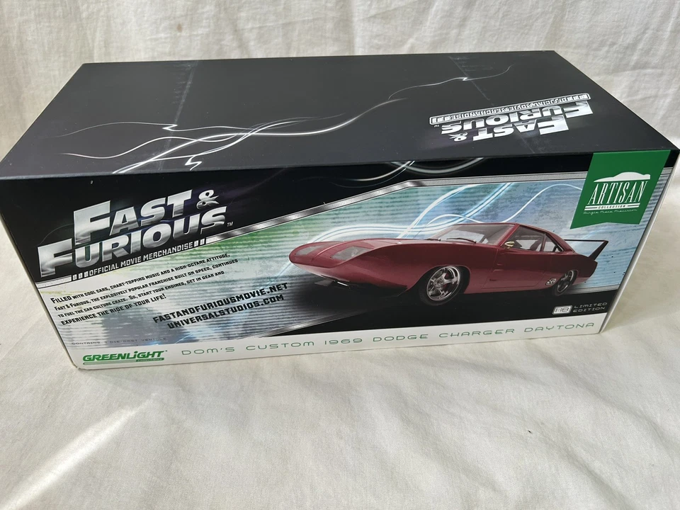 1:18 Greenlight Artisan Diecast Fast  Furious Dom's Custom '69 Charger Daytona - Image 3 of 4