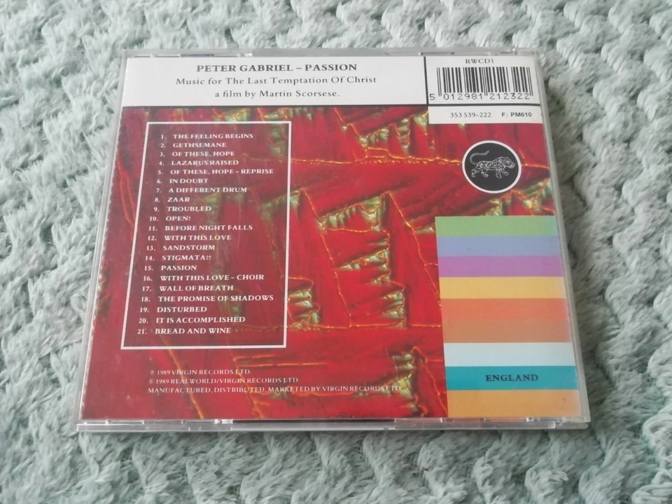 PETER GABRIEL CD PASSION ORIGINAL SOUNDTRACK 1989 - Bild 2 von 4