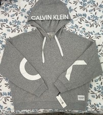 Calvin Klein Performance Womens Jumbo-Logo Fleece Hoodie - Large