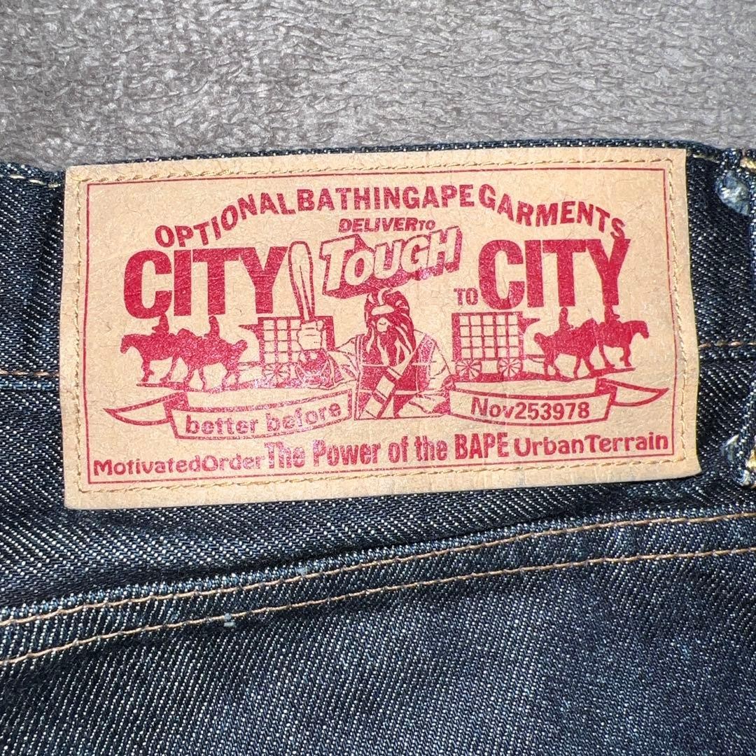 A Bathing Ape BAPE Front Star Wide Denim Pants Jeans Black L Inseam 62cm thumbnail 6