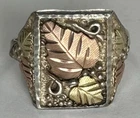 Vintage CCO Sterling Silver Black Hills Gold Ring Tri Color Leaf Size 10