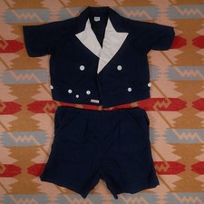 Vintage Boys Two Piece Sailor Suit Bullocks Wilshire Size 7 Button Waist