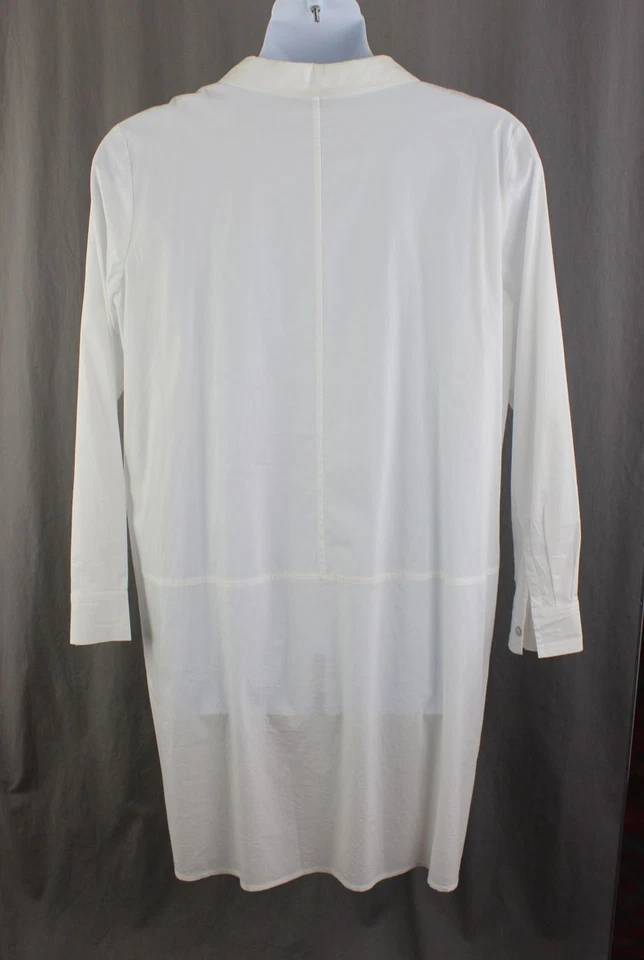 Eileen Fisher Women's White Organic Cotton Blend Button Down Shirt Dress XL - Image 2 of 3
