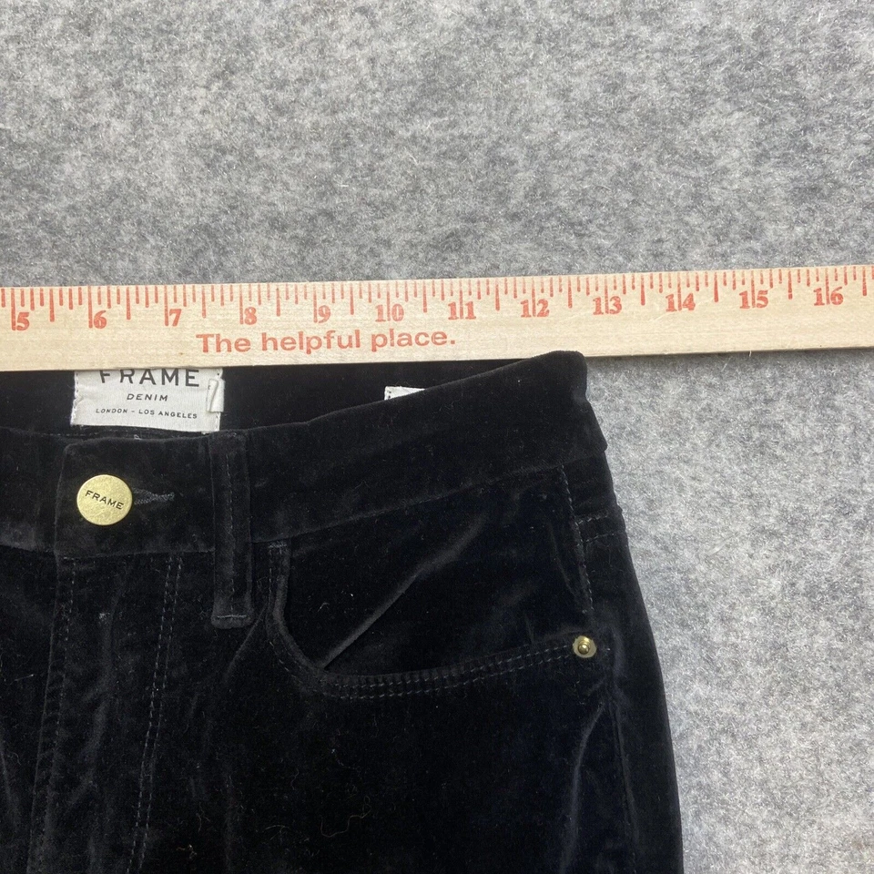 Frame Denim Le Mini Boot Velvet Jeans Women's Size 25 Black Pants - Image 3 of 4