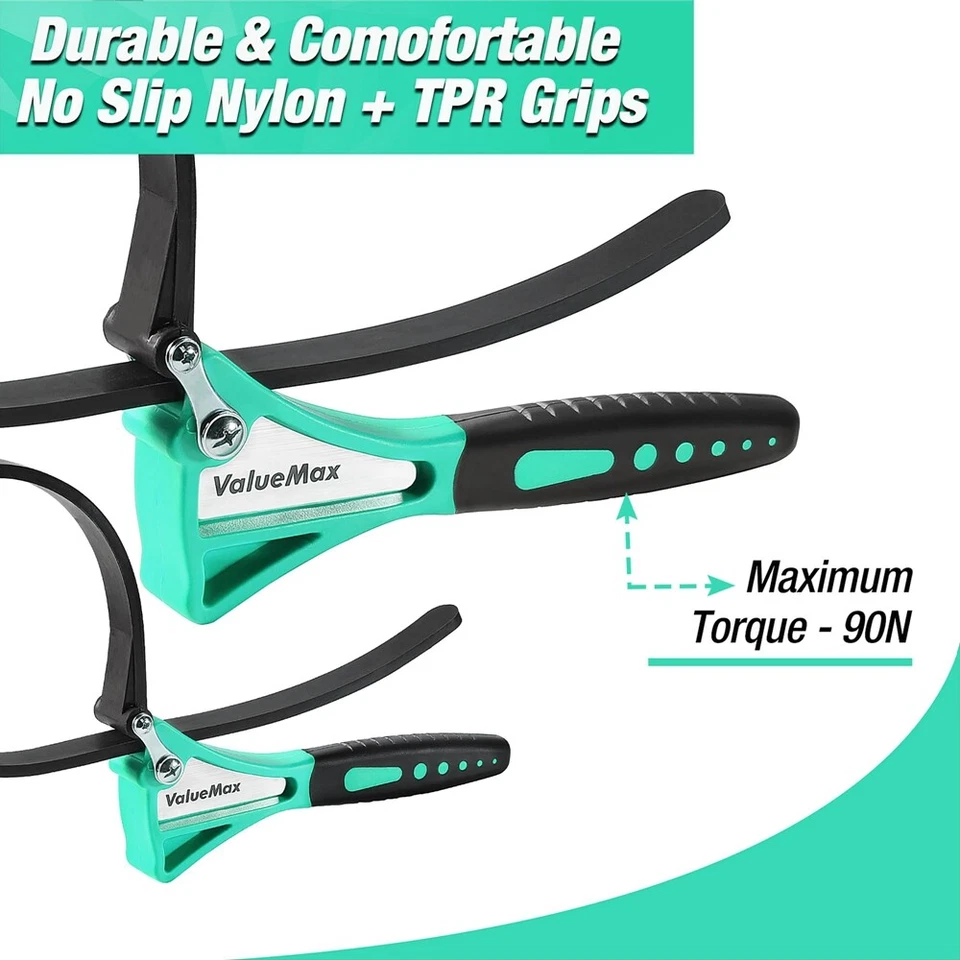 ValueMax 2 piezas Llave de correa Abridor de tarros Llave ajustable 4" 6" Llaves de filtro de aceite Foto 4 de 4