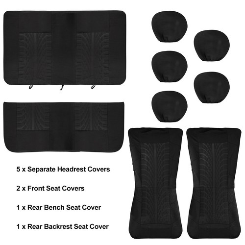 9PCS Black Front Rear Car SUV Seat Covers Full Set Universal Dog Pet Protector - Picture 7 of 14