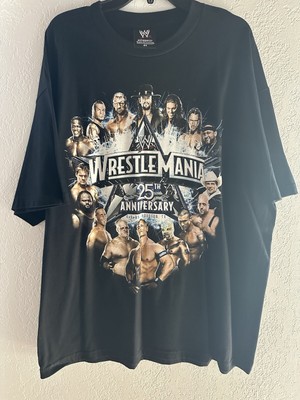 WWE Wrestlemania 25 Mens T-Shirt Black XXL 25th Anniversary Double Sided