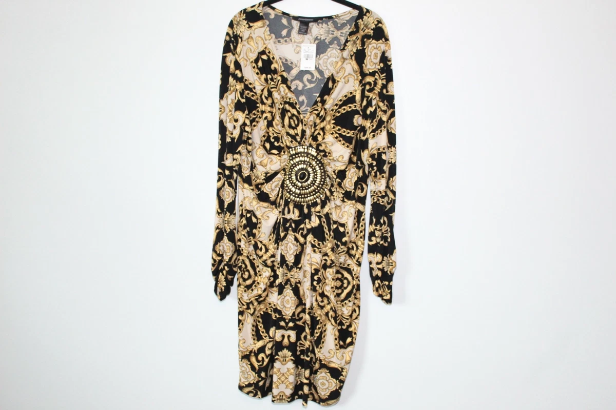 Ashley stewart black clearance and gold dress