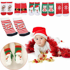 Christmas Kids Baby Girl Boys Anti-slip Slippers Cotton Warm Socks Stocking