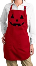 Ladies Halloween Black Jack O Lantern Full Length Apron with Pockets