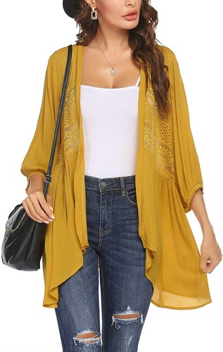 Hotouch Womens Cardigan Open Front 3/4 