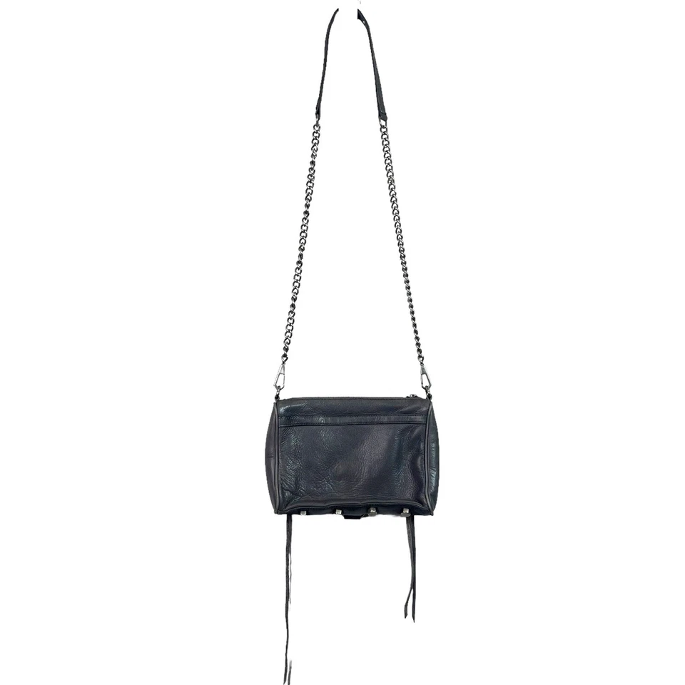 Rebecca Minkoff Crossbody Bag Gray Leather Mini Mac Zip Chain Strap - Image 3 of 4