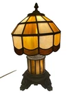 Vintage Mission Tiffany Style Stained Glass Lamp W/ Night Light Table Accent