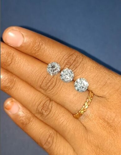 Excellent Cut 6mm Round Cubic Zirconia Loose Stone 2 pcs Lot For Stud Earring - Bild 4 von 6