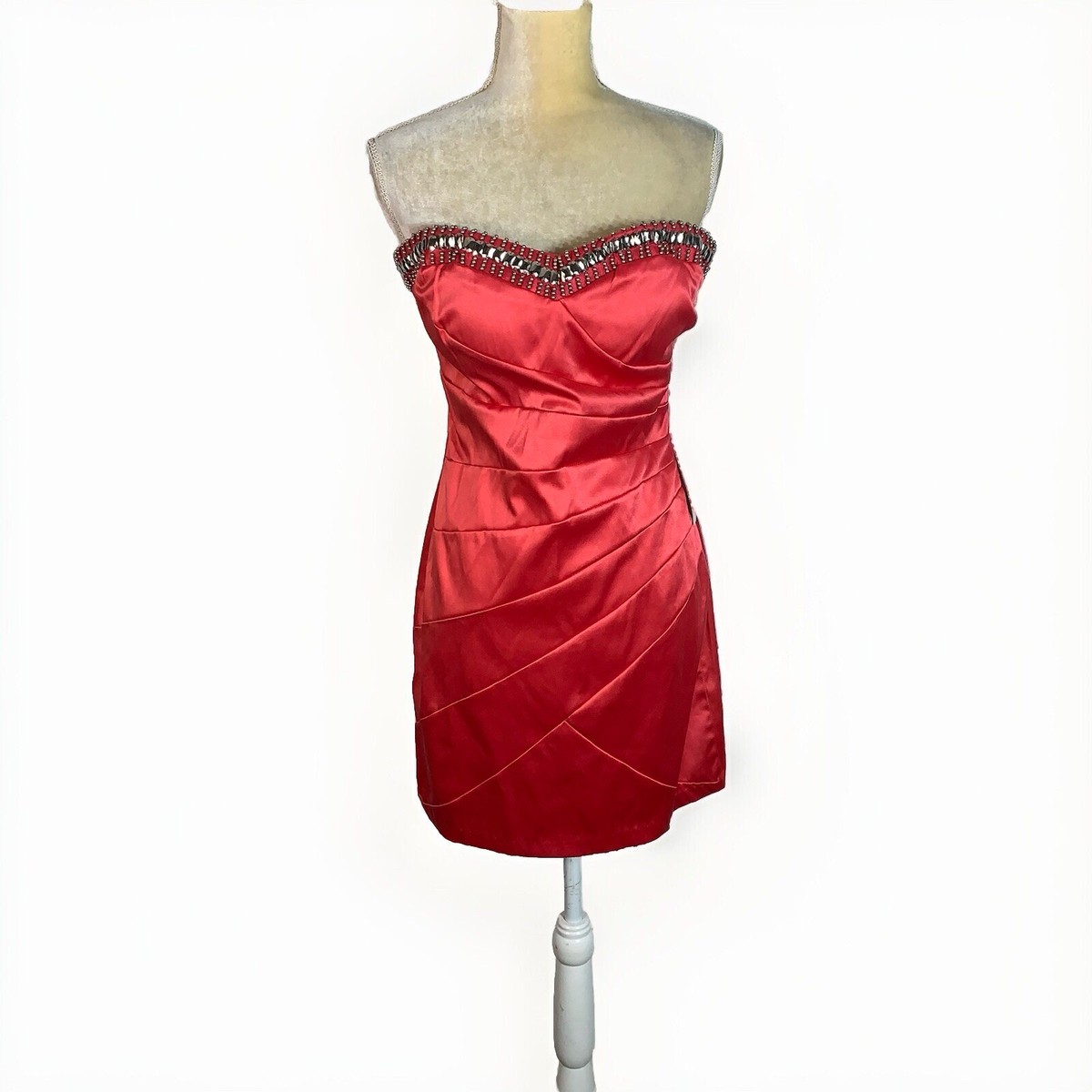 formal red dresses for juniors B Darlin Coral Strapless Mini Prom beaded Dress 11/12 country western suits