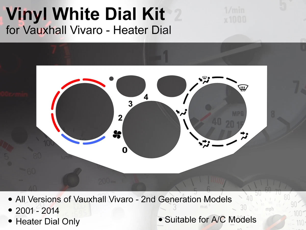 Vauxhall Vivaro 2nd Gen (2001 - 2014) Heater Dial WITH AC - Vinyl White  Dial Kit | eBay